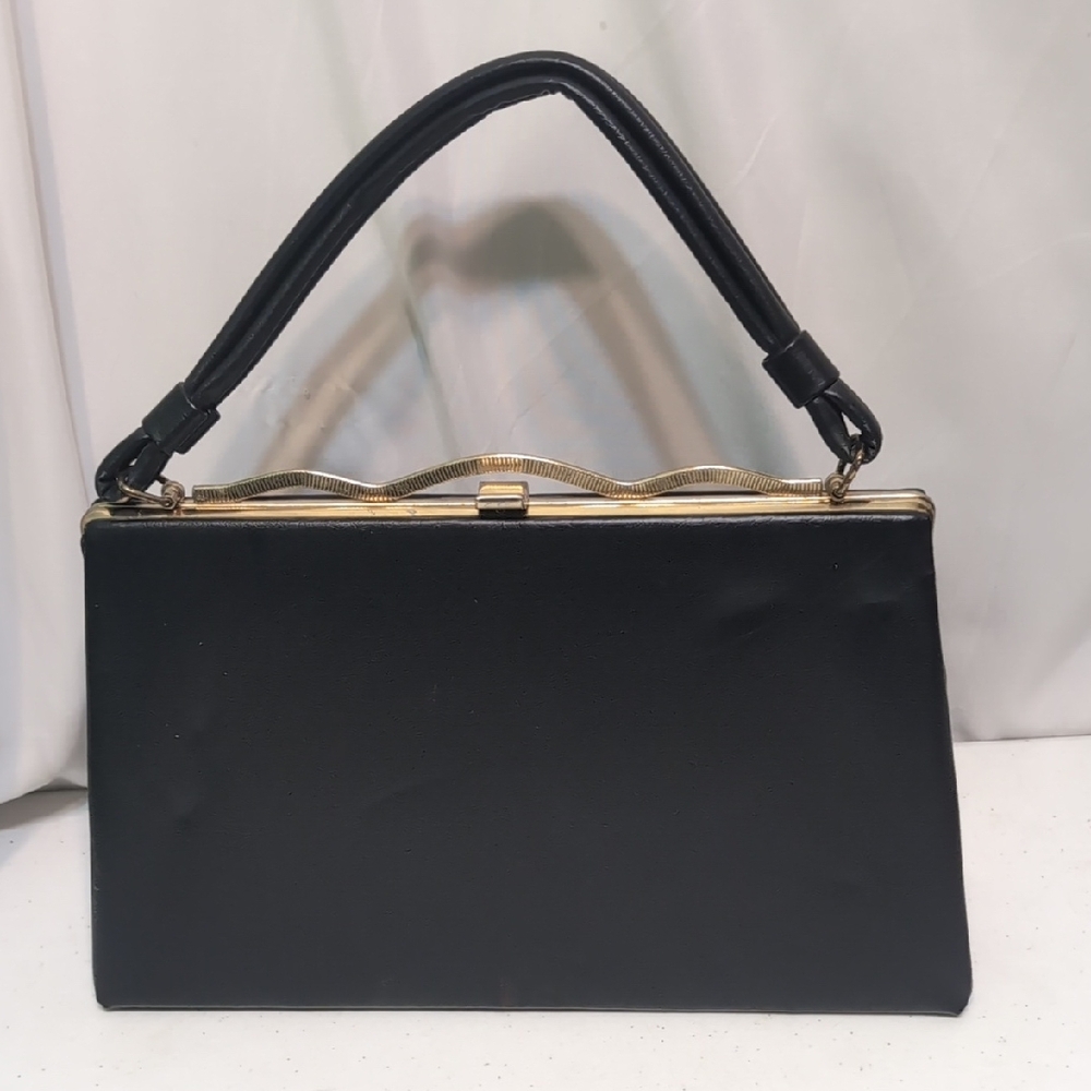 Dover Vintage Classic Black Hand Bag with Gold Accents